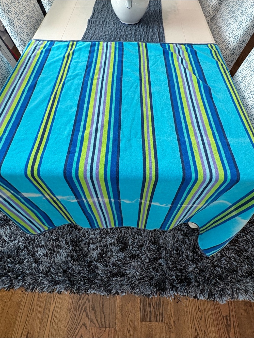 Vintage Towel for 2- Bright Coastal Striped beach towel 100% Egyptian cotton